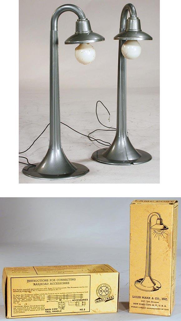 c.1950s Marx, Two No. 072 Plastic Electric Lamp Posts in Original Boxes
